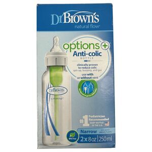 Dr. Brown's 8 fl oz Options+ Narrow Anti-Colic Bottle 2 Pack NEW - Box Damaged